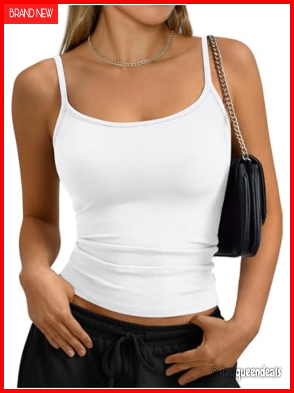 Slim Fit Adjustable Strap Scoop Neck Camisole Tank Top